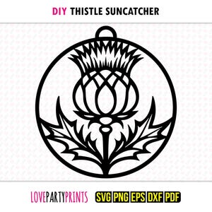 Thistle Suncatcher SVG, dxf, png, pdf, eps, raamornament Sun catcher, machine & lasergesneden silhouet vector illustraties, snijbestand, 1926