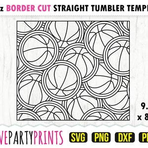 Ballon de basket-ball rafale SVG, DXF, PNG, Pdf, modèle de gobelet skinny 20 oz, fichier d'emballage pour gobelet, mur droit 20 oz, fichier de coupe modèle, 1112