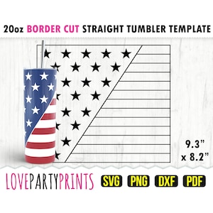 4. Juli Tumbler SVG, DXF, PNG, Pdf, 20 Unzen Skinny Tumbler-Vorlage, Tumbler Wrap-Datei, 20 Unzen gerade Wand, Vorlage Schnittdatei, 1163