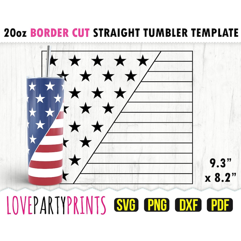 4 juli Tumbler SVG, DXF, PNG, Pdf, 20 oz smal tumblermall, tumbleromslagsfil, 20oz rak vägg, mallklippsfil, 1163 bild 1