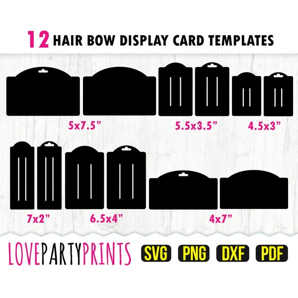 Hair Bow Card Svg, DXF, PNG, PDF, Hair Bow Card Template, Hair Clip Card Svg, Headband Card Svg, Bow Card Svg, svg738