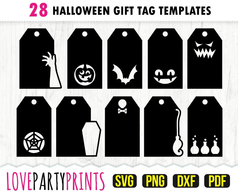 Halloween Gift Tags SVG PNG PDF Dxf, Holiday Gift Tag Svg, Spooky Gift Tag Svg, Pumpkin Gift Tag, Witch Gift Tag Svg, Instant Download, 1278 image 2