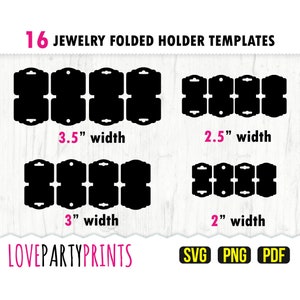 Folded Holder Display Card Template Svg, PNG, PDF, Bracelet Display Card Svg, Necklace Display Card Svg, 3.5", 3", 2.5" and 2" width, 1220