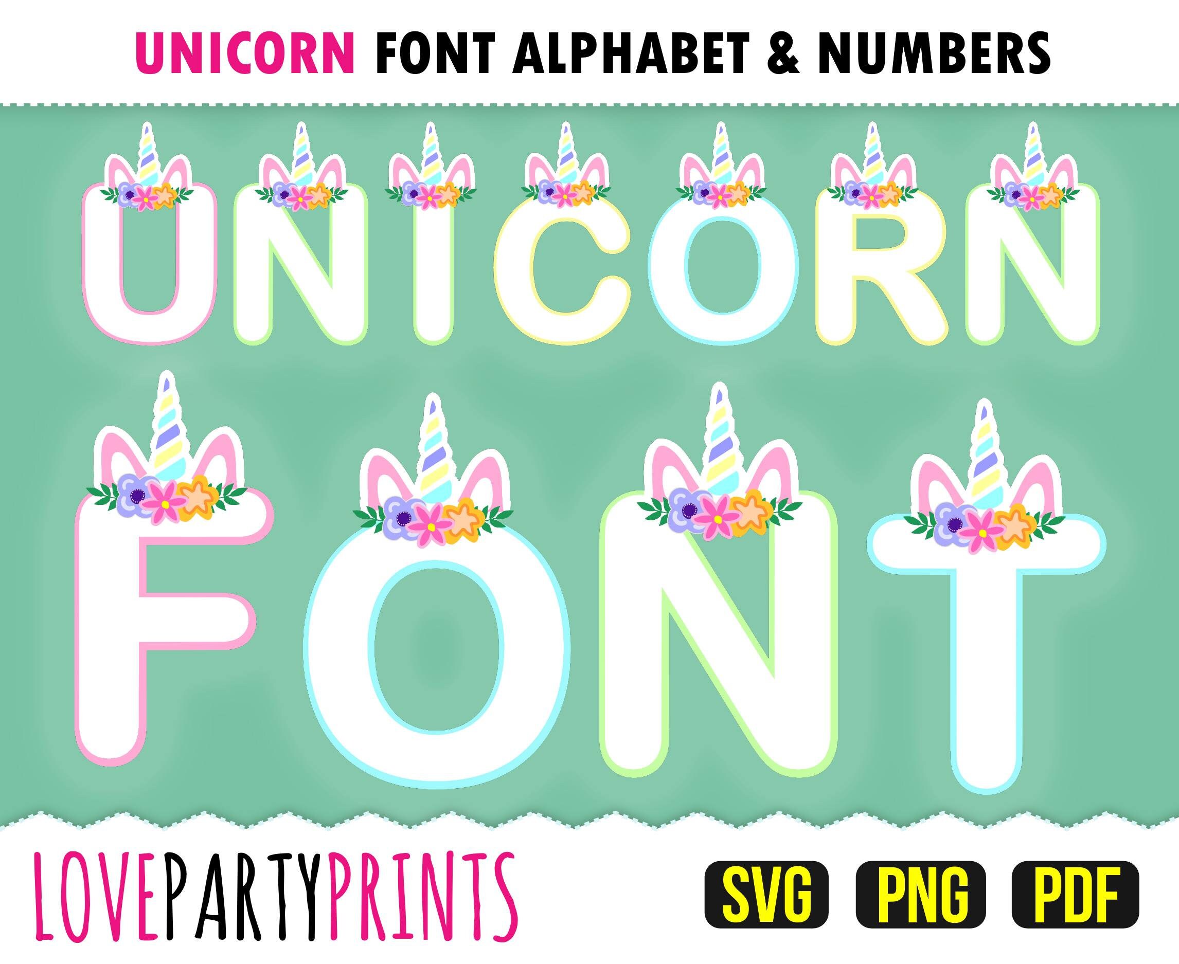 UNICORN ALPHABET Svg Png and Pdf Files Unicorn Font Unicorn Etsy UK