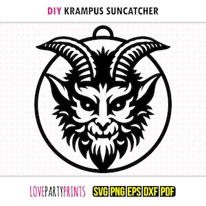 Krampus Suncatcher SVG, Dxf, Png, Pdf, Eps, Christmas Window Ornament Sun Catcher, Machine Laser Cut Silhouette Vector Clip Art Cutting File