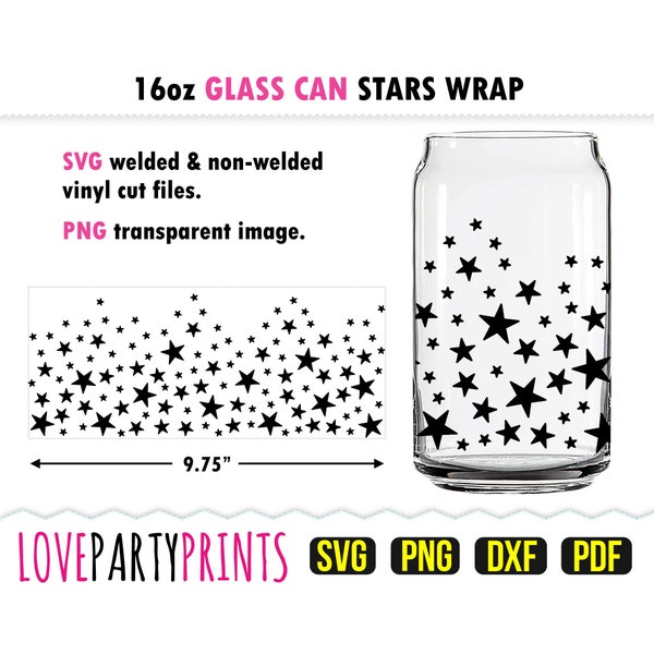 Christmas Stars Glass Can Wrap SVG DXF PNG Pdf, Coffee Glass Can Wrap Svg, Beer Can Wrap Svg, Seasonal Wrap Svg, 16oz Can Glass Wrap, GC21