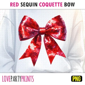 Red Sequin Coquette Bow PNG Sublimation Christmas Winter Valentines Love Sparkle Sequins Ribbon Girl Shirt PNG Design Digital Download 1601