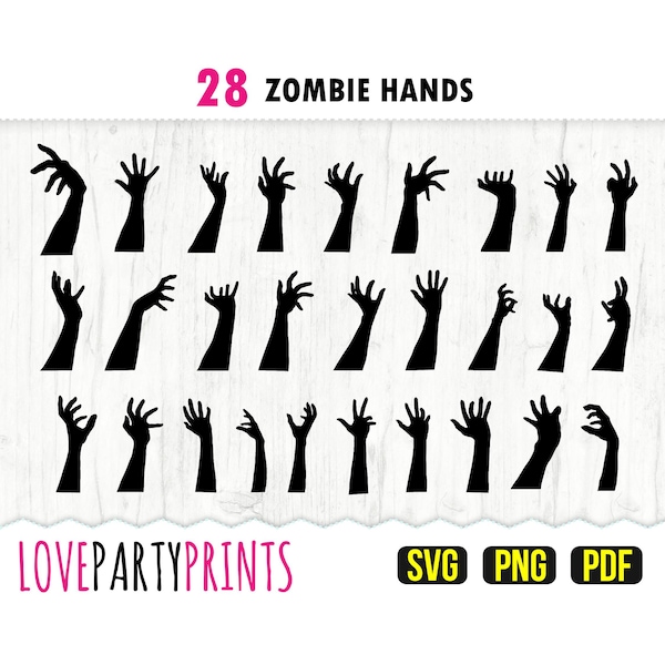 Zombie Hands SVG PNG PDF, Halloween Zombie Hands, Creepy Hands, Scary Zombie Hands, Zombie Fingers, Instant Download, 1253