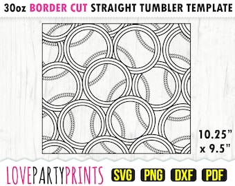 Baseball Burst Tumbler SVG, DXF, PNG, Pdf, 30 oz Skinny Tumbler Template, Tumbler Wrap File, 30oz Straight Wall, Template Cut File, (1065)