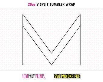 V Split Tumbler SVG, DXF, PNG, Pdf, 20 Unzen Skinny Tumbler Vorlage, Tumbler Wrap Datei, 20 Unzen geraden Wand, Vorlage Schnittdatei, 827