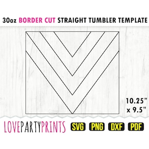Double V Split Template SVG, DXF, PNG, Pdf, modèle de gobelet skinny 30 oz, fichier d'emballage pour gobelet, mur droit 30 oz, fichier coupé gobelet, 1166