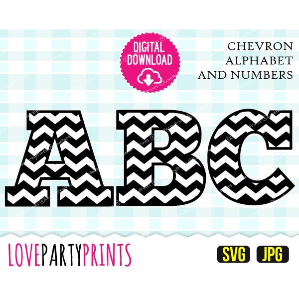 CHEVRON ALPHABET and Numbers SVG and Jpg, 300dpi High Quality, Create your own banner (anb16)