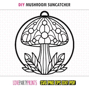 Toadstool Suncatcher SVG, DXF, PNG, Pdf, Eps, Autumn Hanging Ornament Sun Catcher, Machine Cut, Laser Cut Silhouette Vector Template, 1447