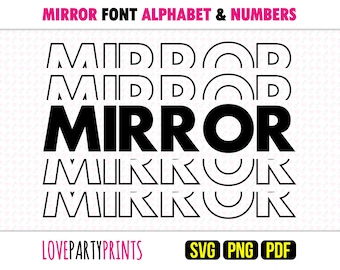Mirror Font SVG, PNG and Pdf files, Full Alphabet, Stacked Letters, 300dpi High Quality, Silhouette Vector, Create your own banner, 829
