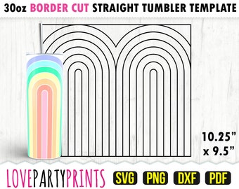 Boho Rainbow Burst Template SVG, DXF, PNG, Pdf, 30 oz Skinny Tumbler Template, Tumbler Wrap File, 30oz Straight Wall, Svg Cut File, 1175