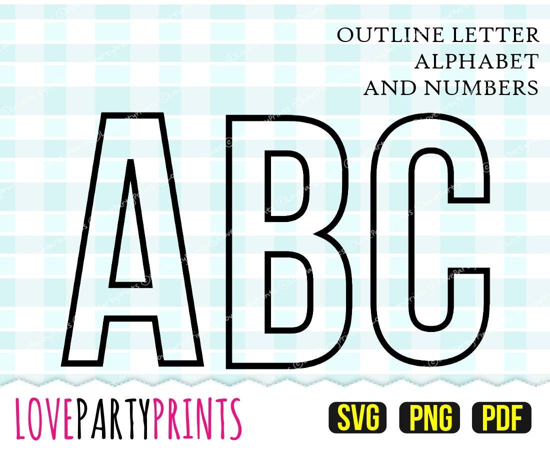 SKINNY Outline Letters and Numbers SVG Png and Pdf files | Etsy