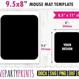 Mouse Pad Template Svg, Pdf, Png, Dxf, Blank Mouse Pad Template, Round Corner Mouse Mat Template, 8.5&quot;x11&quot;, Ms Word Docx, CA140