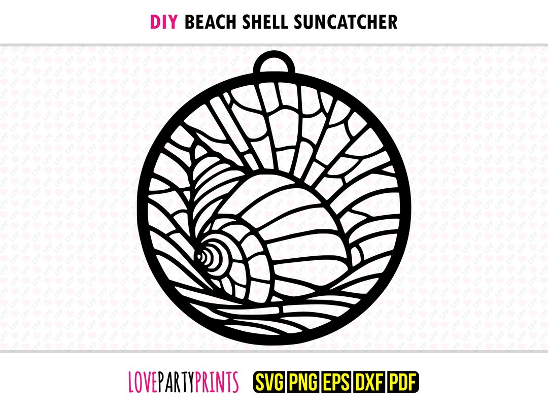 Beach Shell Suncatcher SVG, DXF, PNG, Pdf, Eps, Ocean Hanging Ornament ...