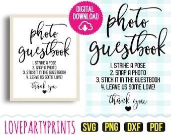 Photo Guest Book Sign Printable PNG & PDF - Also includes cutting files DXF and Svg - High Quality - (svg357)