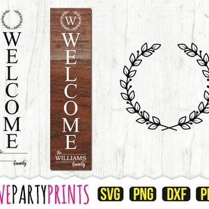 Monogram Welcome Sign SVG, DXF, PNG, Pdf, Vertical Welcome Sign Svg, Porch Sign Svg, Last Name Sign Svg, Cut Files, Clipart, (svg857)