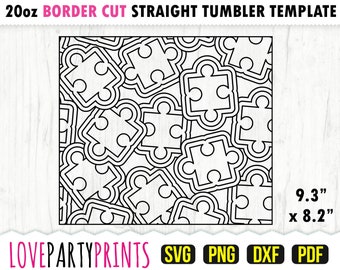 Puzzle Burst Tumbler SVG, DXF, PNG, Pdf, 20 oz Skinny Tumbler Template, Tumbler Wrap File, 20oz Straight Wall, Template Cut File, 1142