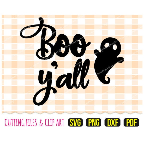 Boo Y'all Svg, DXF, PNG, PDF, Halloween Svg, Ghost Svg, Heat Transfer, Hand Drawn Clip Art, Cut Files, (svg42)