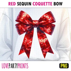 Sequin Coquette Bow PNG Sublimation Red Christmas Winter Valentines Love Sparkle Sequins Ribbon Girl Shirt PNG Design Digital Download 1602