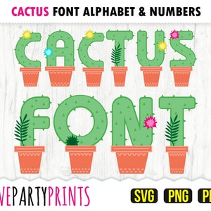 POLICE CACTUS Fichiers Svg, Png et Pdf, haute qualité 300 dpi, Silhouette vecteur, créez votre propre bannière (SVG1001)