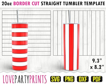 Stripes Template SVG, DXF, PNG, Pdf, 20 oz Skinny Tumbler Template, Tumbler Wrap File, 20oz Straight Wall, Template Cut File, (svg970)