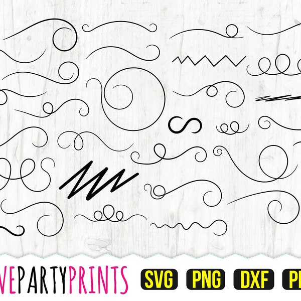 Swishes Swashes Swoops SVG DXF PNG Pdf, Flourish Svg, Swashes Svg, Swooshes Svg, Swirl Svg, Swash Underline Svg, Text Dividers Svg, 823