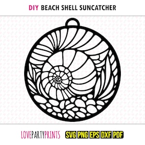 Shell Suncatcher SVG, DXF, PNG, Pdf, Eps, Ocean Beach Hanging Ornament Sun Catcher, Machine Cut, Laser Cut Silhouette Vector Template, 1468