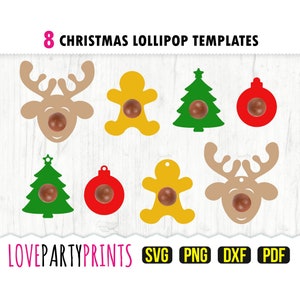 Porta lecca lecca di Natale SVG PNG PDF Dxf, Porta caramelle renna Svg, Porta cioccolatini omino di pan di zenzero Svg, Download immediato, 1267