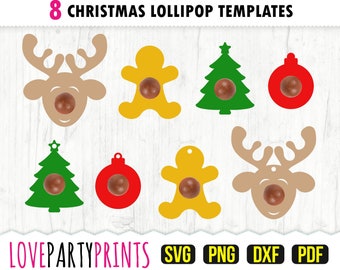 Porta piruletas de Navidad SVG PNG PDF Dxf, Porta caramelos de reno Svg, Porta chocolates de hombre de jengibre Svg, Descarga instantánea, 1267