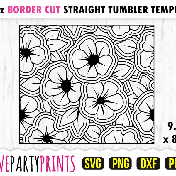 Flower Burst Tumbler SVG, DXF, PNG, Pdf, 20 oz Skinny Tumbler Template, Tumbler Wrap File, 20oz Straight Wall, Template Cut File, 1104