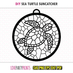 Turtle Suncatcher SVG, Dxf, Png, Pdf, Eps, Window Ornament Sun Catcher, Laser Cutter Silhouette Vector Clip Art, Cutting Files, 1320