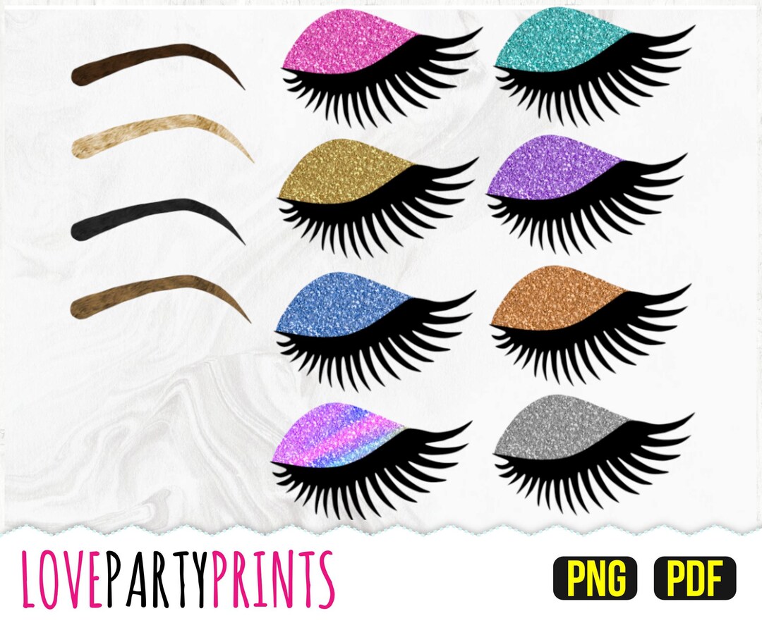 Eyes Clipart, PNG and PDF, Glitter Eyeshadow Clipart, Glam Clipart