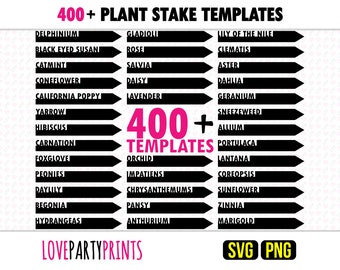 Tuinplant Stakes SVG & PNG-bundel, 400+ machine- en lasercut-bestanden, eenjarigen, vaste planten, kamerplanten, bollen, klimmers, cactussen vetplanten