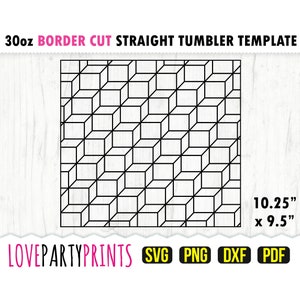 Szablon Cube Tumbler SVG, DXF, PNG, Pdf, 30oz Skinny Tumbler Template, Szablon Cube Pattern Tumbler, Plik do cięcia szablonu, (svg785)