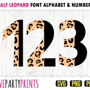 Op de afbeelding: Een digitaal ontwerp met de nummers 1, 2 en 3 in een zwart lettertype met luipaardprint. Het ontwerp is perfect voor knutselprojecten, feestdecoraties en meer.