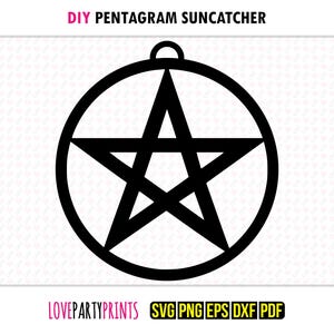 Pentagram Suncatcher SVG, Dxf, Png, Pdf, Eps, Goth Symbol Ornament Sun Catcher, Machine Laser Cut Silhouette Vector Clip Art, Cutting File