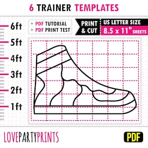 Shoe Mosaic Balloon Template, 1ft, 2ft, 3ft, 4ft, 5ft, 6ft, Trainers Sneakers Balloons Mosaic PDF, 8.5&quot;x11&quot; Printable PDF, Instant Download
