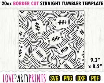 Football Tumbler SVG, DXF, PNG, Pdf, 20 oz Skinny Tumbler Template, Tumbler Wrap File, 20oz Straight Wall, Template Cut File, (1088)