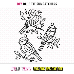 Accroche-soleil mésange bleue suspendue SVG, DXF PNG Pdf Eps, oiseau mandala mésanges bleu ornement attrape-soleil, découpe Laser Silhouette Vector Clipart 1444