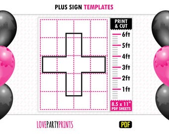 Plus Sign Balloon Mosaic Template, Printable PDF (1ft-6ft)