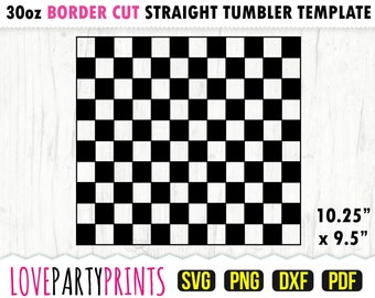 Checkered Wrap SVG, DXF, PNG, Pdf, 30 oz Skinny Tumbler Template, Tumbler Wrap File, 30oz Straight Wall, Template Cut File, (svg959)