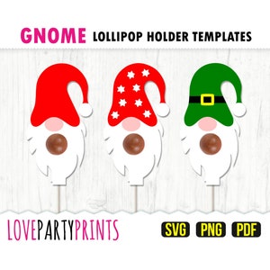 Gnome Lollipop Holder SVG PNG PDF, Christmas Gnome Holder Svg, Chocolate Gnome Holder Svg, Lollipop Holder Svg, Instant Download, 1272