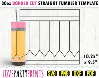 Pencil Template Wrap SVG, DXF, PNG, Pdf, 30 oz Skinny Tumbler Template, Tumbler Wrap File, 30oz Straight Wall, Template Cut File, 836