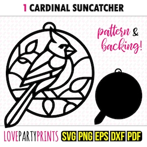 Kardinal Suncatcher SVG, DXF, PNG, Pdf, Eps, Vogel Ornament Sonnenfänger, Laser Cutter Silhouette Vektor Clipart, Schneidedateien, 1408