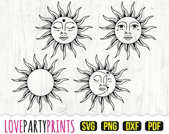 Moon and Sunページ Celestial Sun Moon SVG, DXF, PNG, Pdf, Celestial Sun Svg