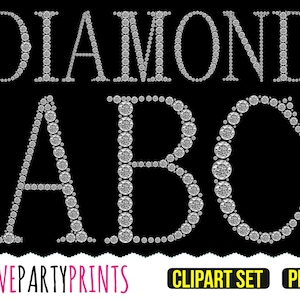 DIAMOND LETTERS PNG Dateien, Full Diamond Alphabet, 300dpi High Quality, Create your own banner or sign (CA79)